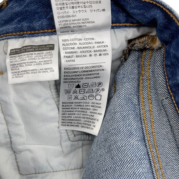 Levis Premium 501 Denim Cut Off Button Fly Medium Blue Jean Shorts Womens 30 - Picture 8 of 14